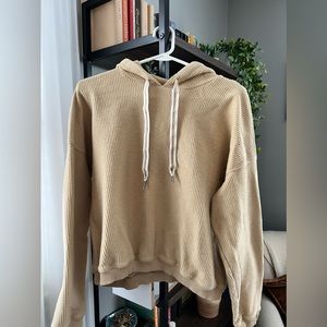 Slightly cropped women’s corduroy hoodie